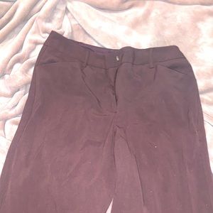 Chocolate brown dressy pants.
